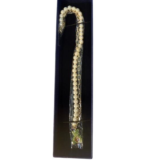 Swarovski Teddy pendant Crystal pearl, Bear, Green, Gold-tone plated*New in box - Picture 3 of 3